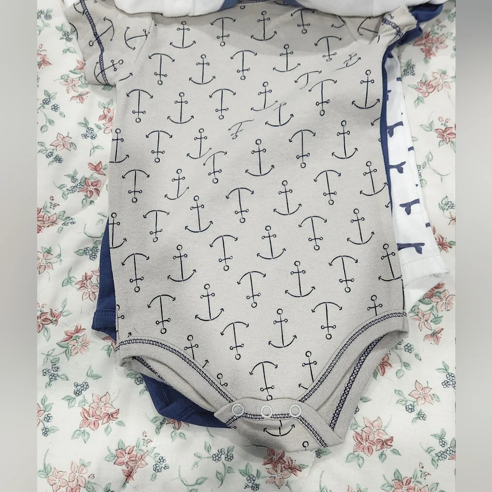 Touched by Nature, organic cotton - 5 bodysuits, short sleeves